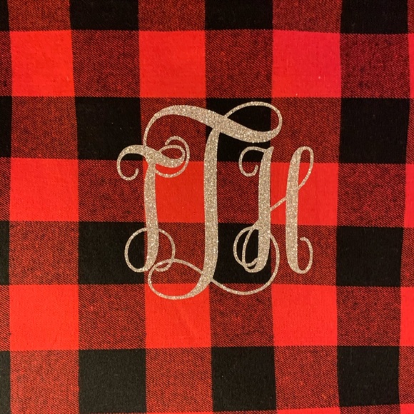Monogram red and black check tote or purse & pouch - Picture 11 of 14